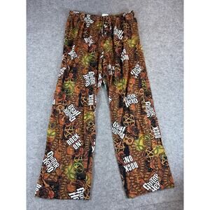 Vintage Y2K Guitar Hero Pajama Pants Mens Large Brown AOP Rock On Sleepwear
